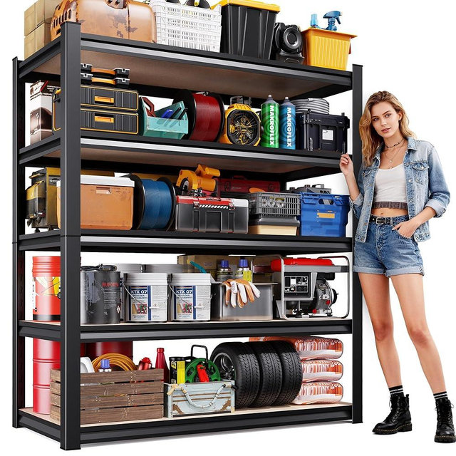 71"Hx46"Wx18"D Garage Shelving-2050 lbs 5 Tier Storage Shelves,Adjustable Heavy Duty Metal Shelving Unit and Storage Large Rack,Utility Steel Shelf for Warehouse Industrial Pantry Basement Organizers