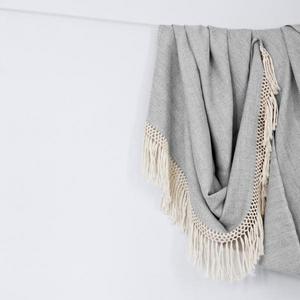 Peruvian Alpaca Blanket | Grey Throw with Macrame Fringe   – The Citizenry