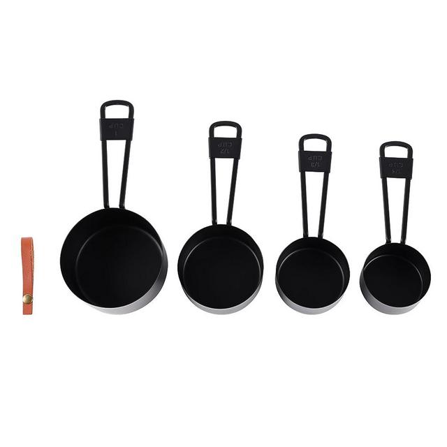 2LB Depot | Stainless Steel Measuring Cup Set - Kitchen Measuring Cups Set - Ideal for Liquid or Dry Ingredients - Easy To Use, Clean, and Store - Ideal Gift for Cooking Enthusiasts (Black)