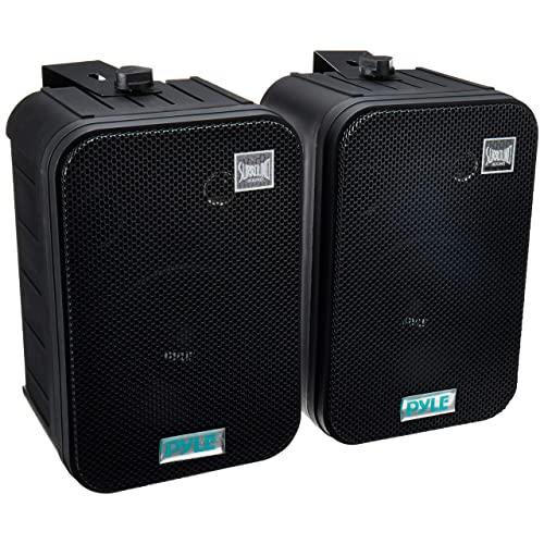 Dual Waterproof Outdoor Speaker System - 6.5 Inch Pair of Weatherproof Wall / Ceiling Mounted Speakers w/ Heavy Duty Grill, Universal Mount - For Use in the Pool, Patio, Indoor - Pyle PDWR50B (Black)