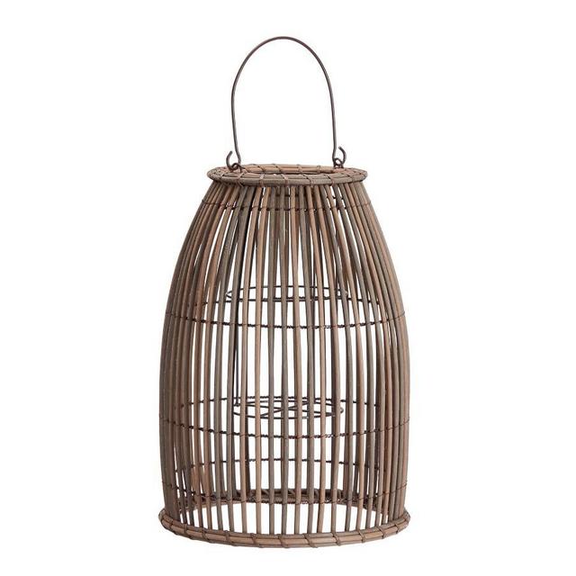 Careyes All-Weather Outdoor Wicker Lantern, Grey - Small