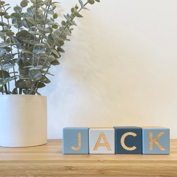 Personalized wood blocks - blue and grey - customizable - nursery and kids room decor - natural wood - non toxic