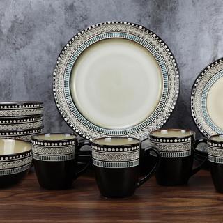 Lorren Home Trends 16-Piece Glazed Dinnerware Set, Service for 4