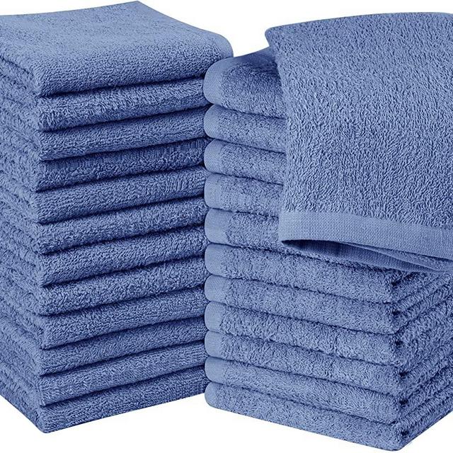 Utopia Towels Cotton Electric Blue Washcloths Set - Pack of 24-100% Ring Spun Cotton, Premium Quality Flannel Face Cloths, Highly Absorbent and Soft Feel Fingertip Towels