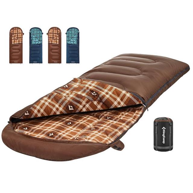 KingCamp Sleeping Bag for Adults, Cold Weather & Warm XL Big and Tall Flannel Sleeping Bags with Compression Sack Portable Waterproof Essentials Gear Accessories for Outdoor Camping