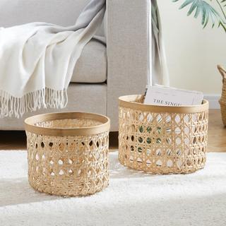 2-Piece Round Cane Basket Set
