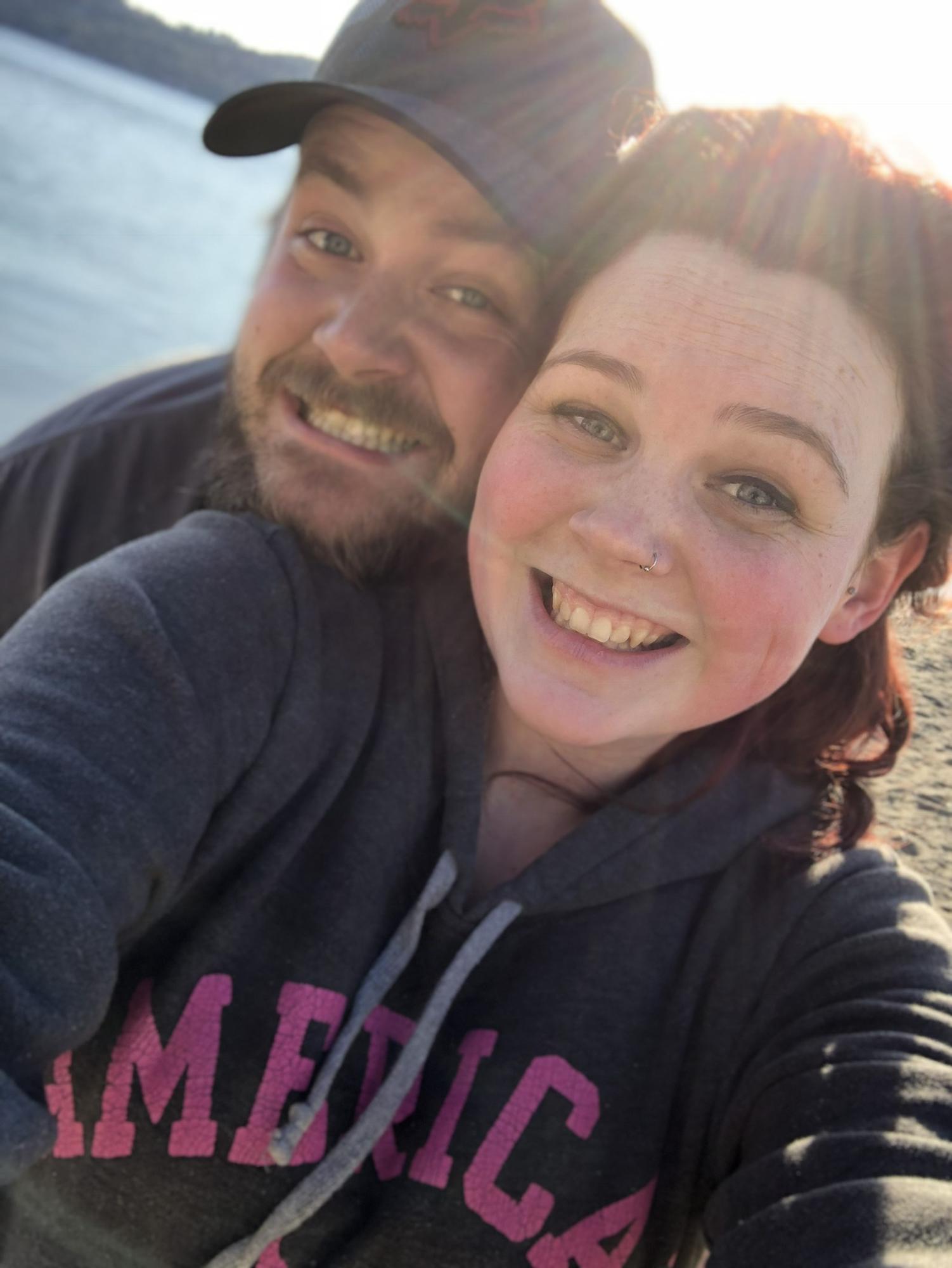 Our first outing to the lake. We had been dating a little over a month. He always makes me smile.