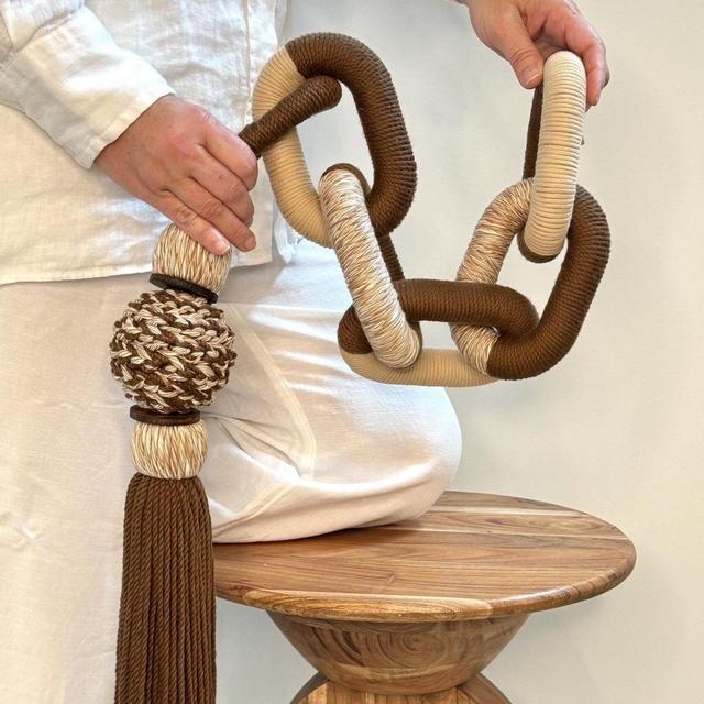 Handwoven Fiber Chain Sculpture