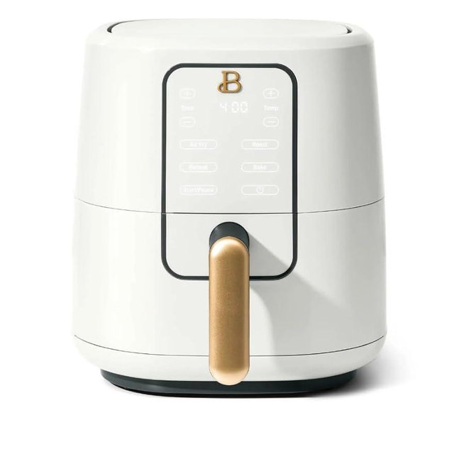 SadBe 3 Qt Air Fryer with TurboCrisp Technology, White Icing by Drew Barrymore