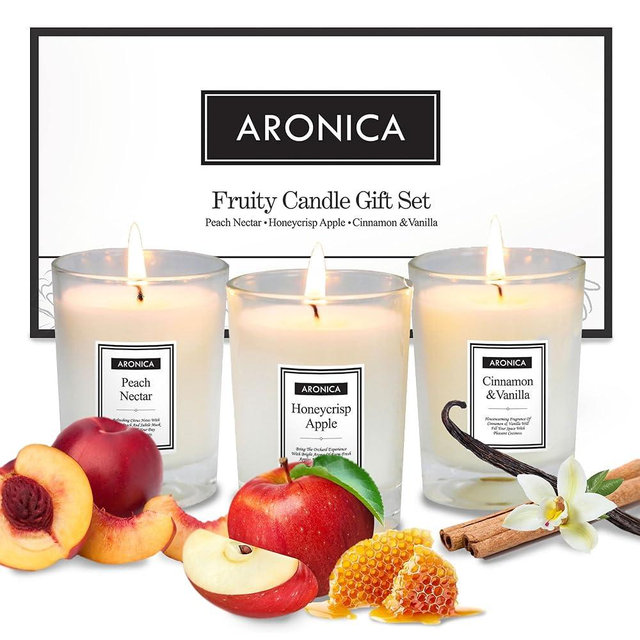 Aronica Fruity Candle Set - Fragrant Scented Candles for Women's Day, Bridal Showers, Baby Shower Hostess Gifts, Spring Celebrations, Perfect for Wedding and Holiday Presents - Set of 3, Fruity Scent