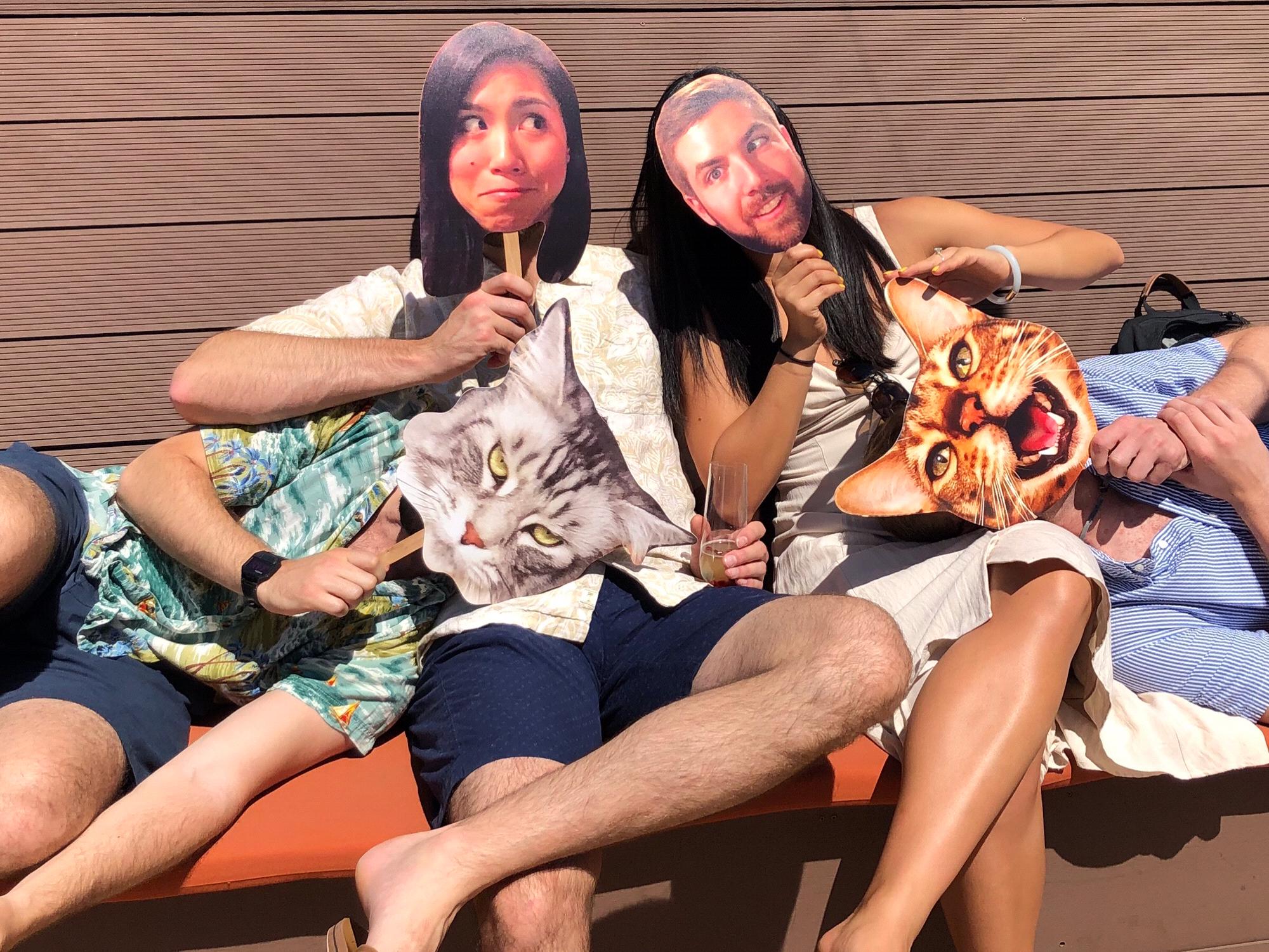 Our engagement party thrown by our best friends. Even our cats Wallie and Cheech made it!