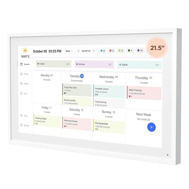 Digital Calendar: 21.5 Inch Smart Digital Calendar & Chore Chart, Full HD Interactive Touchscreen Display for Family Schedules - Include Desk Stand and Wall Mountable