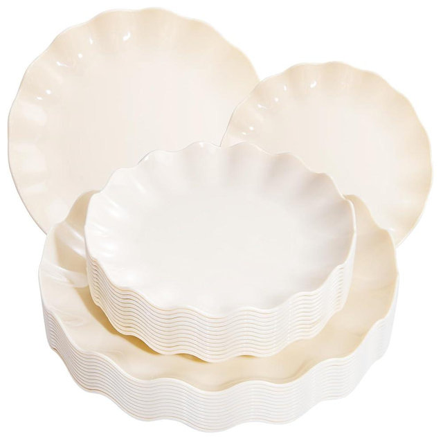 LIYH 24pcs Plastic Plates Reusable,Unbreakable Dinner Plates, Salad Plates, Microwave & Dishwasher Safe,Plates Sets Perfect for Parties, Birthday,Picnics,BPA Free(12guests)