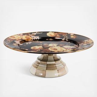 Wild Rose Brown Stainless Steel Pedestal Platter