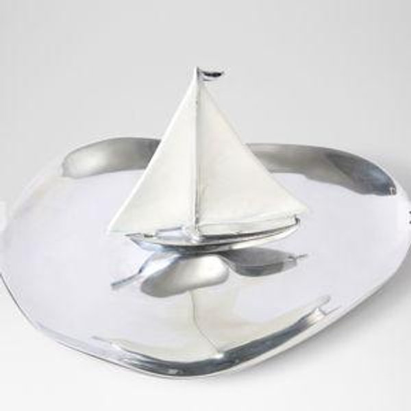 Personalizable Silver Sailboat Platter