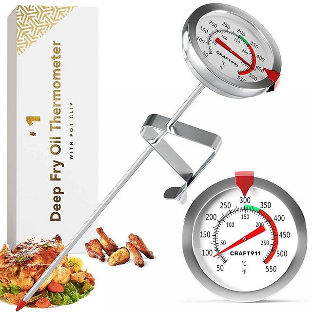 Candy Deep Fry Thermometer with Pot Clip 8 - Instant Read Food Thermometer Mechanical Meat Thermometer for Grilling Candle Making Thermometer Baking T