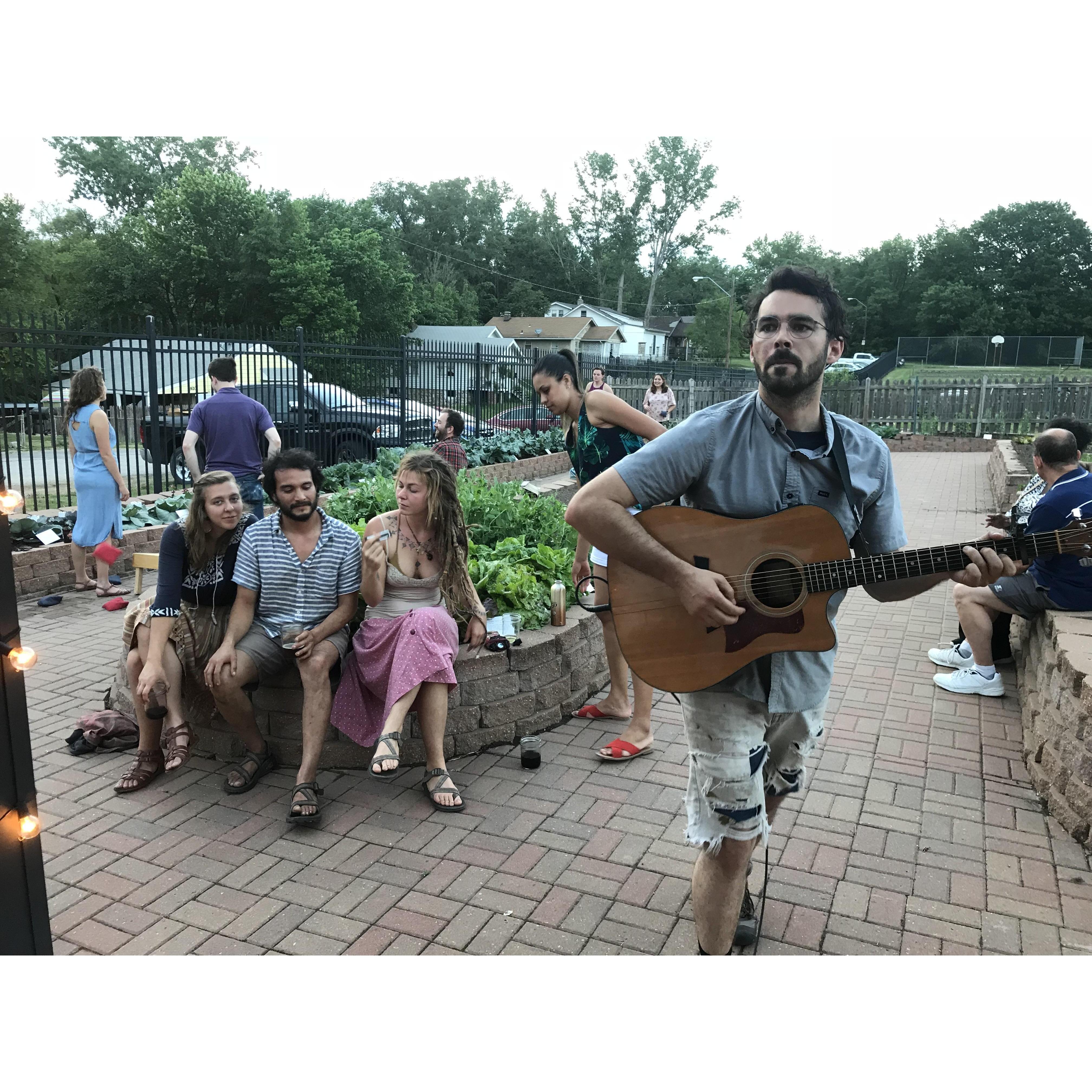 May 2018: Enjoying a night at Kansas City Community Gardens with our friends Bobby and Leigh