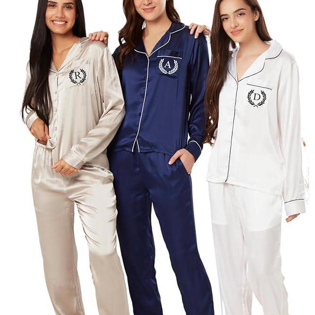 Custom Pajamas for Bridal Party - Bridesmaid Pajamas- Pajama for Women - Two-piece PJ Sets - Soft Sleepwear Lingerie - Bridesmaid Gifts - Short Sleeve Pajamas Tops - Bridal Party (Long Sleeve)