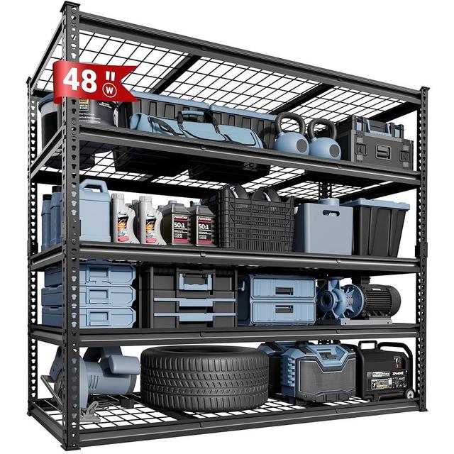FLEXIMOUNTS Garage Shelving, Heavy Duty Shelving 2000 lbs, 5-Tier Garage Storage Shelves,Industrial Shelves for Heavy Tools and Equipment, 48" W x 24" D x 72" H