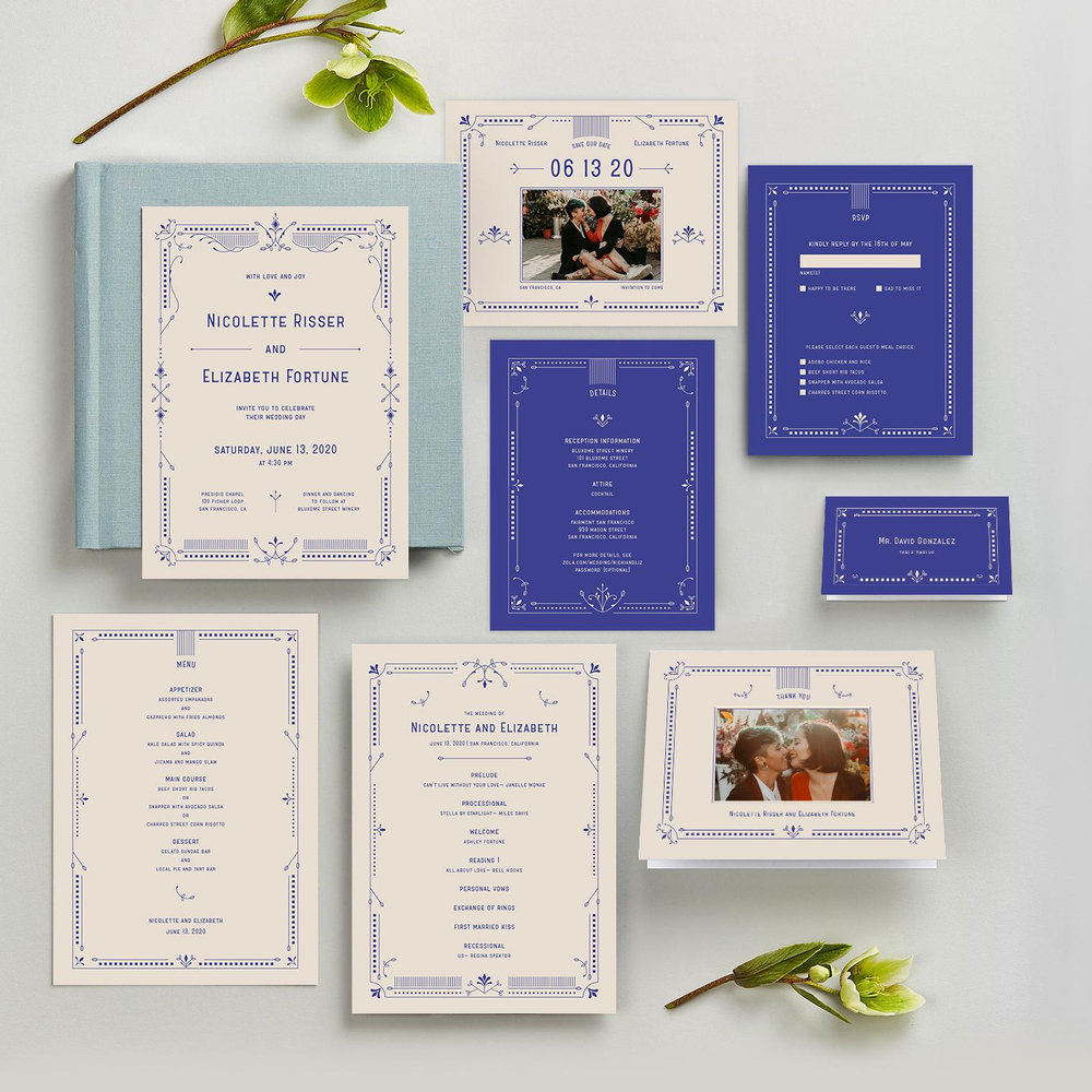Augusta Portrait | Blue | Zola Wedding Invitations