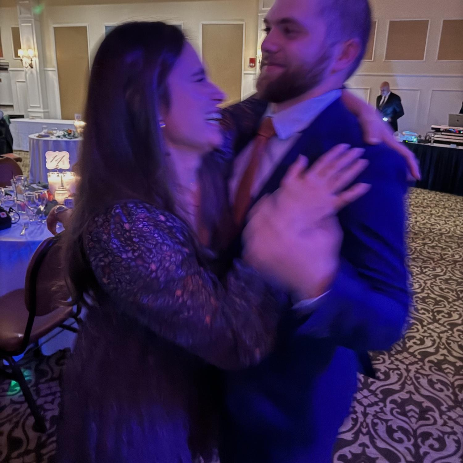 Jack and I cringing at each other because we are so bad at dancing.