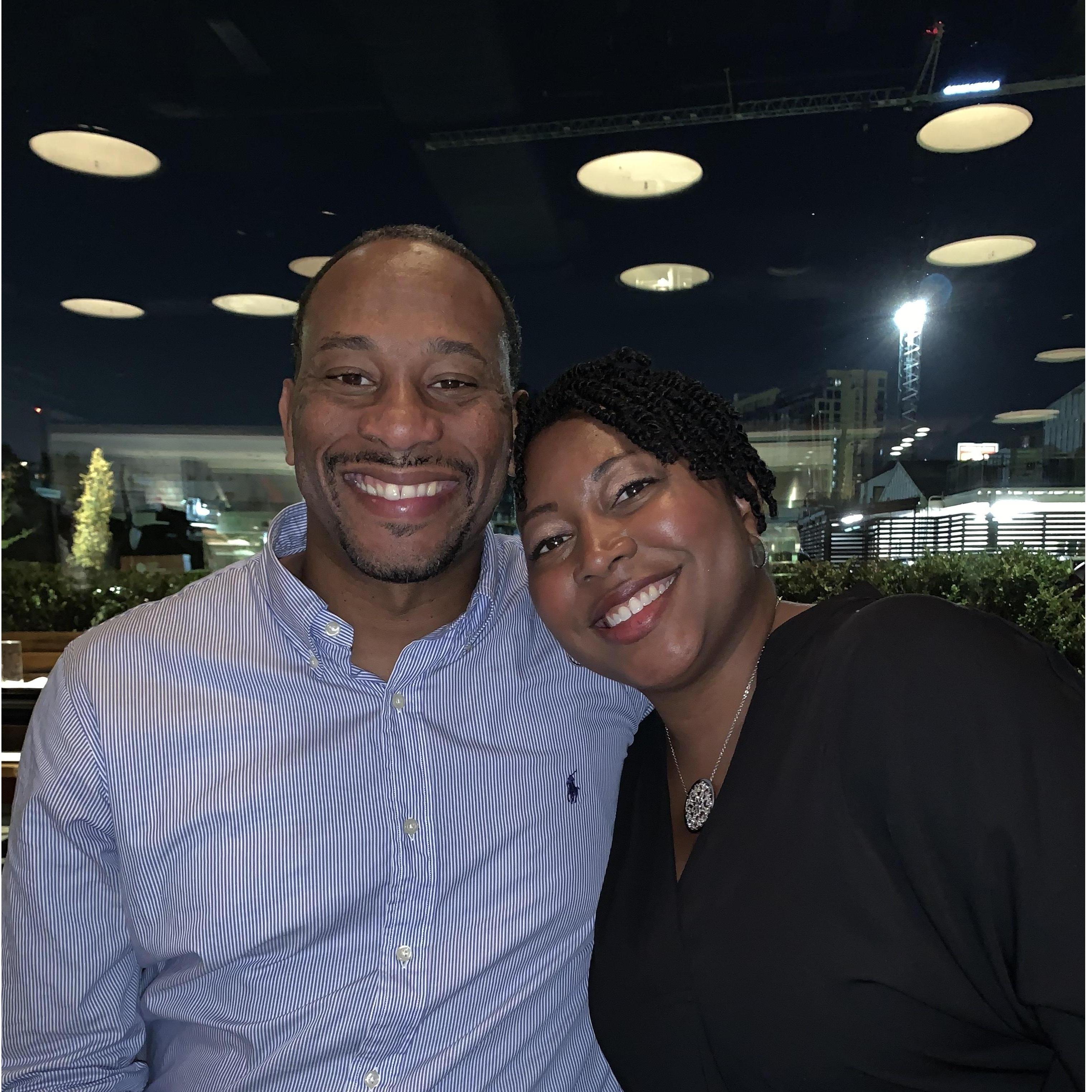 In Atlanta, at dinner after Bria's first PAID speaking gig! She was exhausted, but we celebrated with dinner with some good friends of ours.