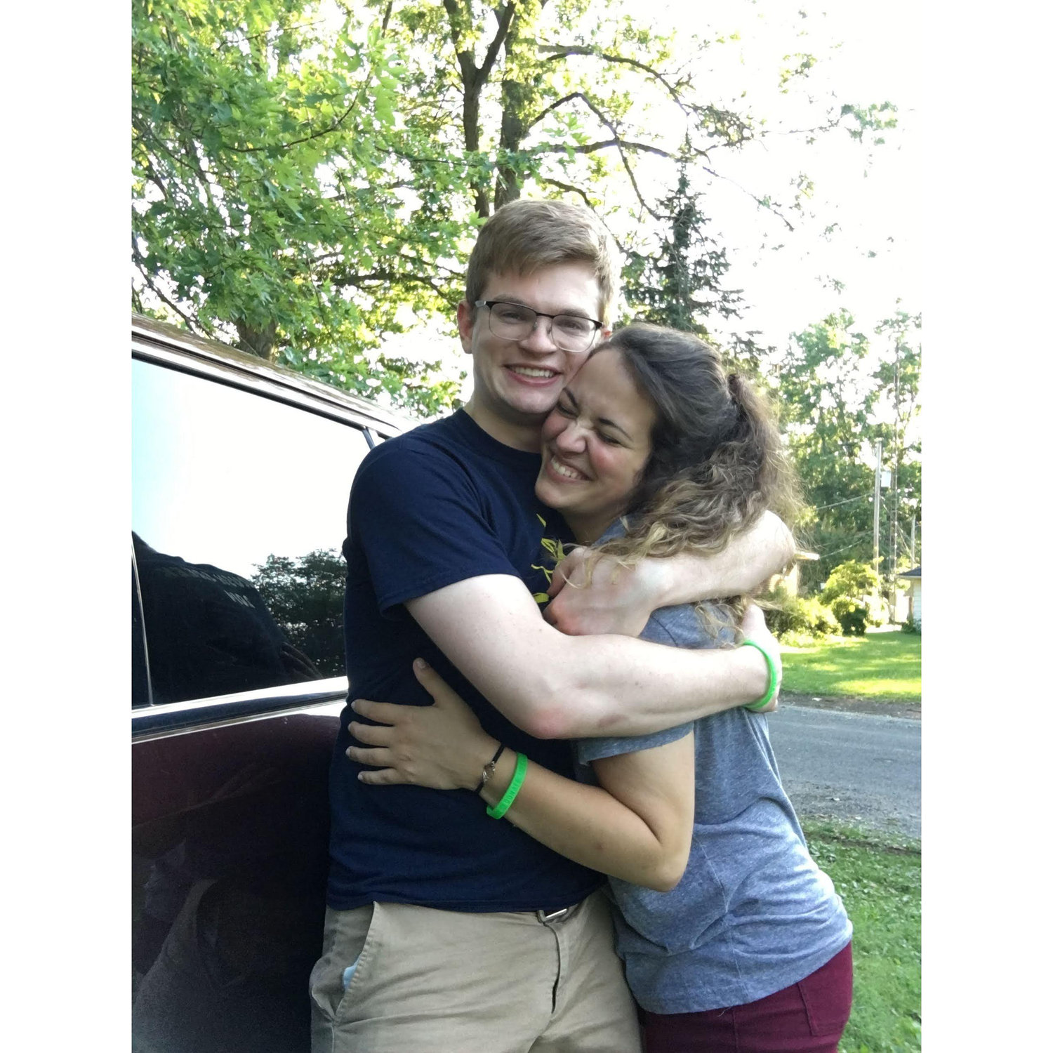 One of their first couple photos together - Mary visits Drew in Greenville, IL