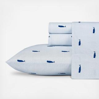 Whale Stripe Percale 4-Piece Sheet Set