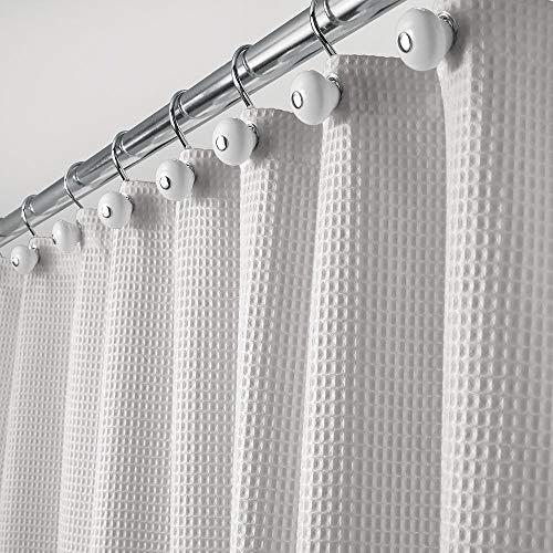 mDesign Hotel Quality Polyester/Cotton Blend Fabric Shower Curtain with Waffle Weave and Rust-Resistant Metal Grommets for Bathroom Showers and Bathtubs - 72" x 72" - Light Gray