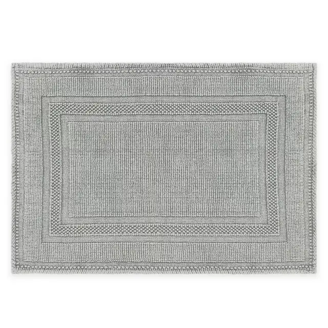 Jean Pierre Stonewash Racetrack 17" x 24" Bath Rug in Grey/Blue