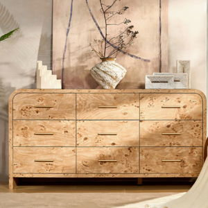 Modern 9-Drawer Dresser - 63" Luxury Storage System - Light Burl
