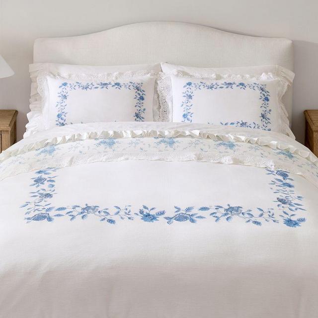LoveShackFancy Blue Rose Duvet, Multi, Full/Queen