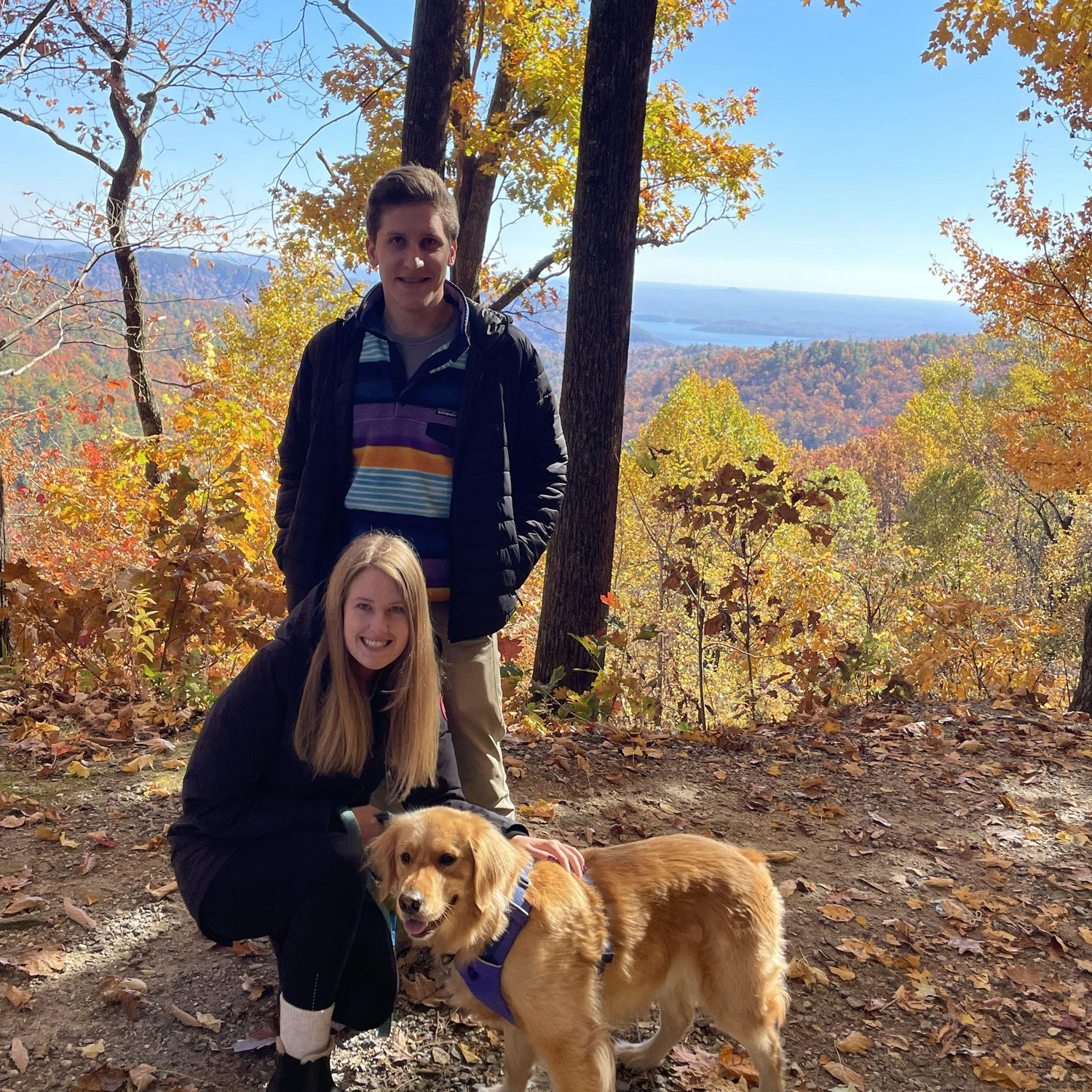Tonka, Andrew, and Maddi hiking in Cashiers