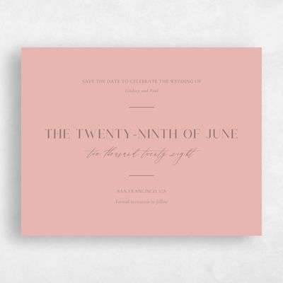 Dusty Peach, Pink Wedding Save the Date - Philippa Landscape