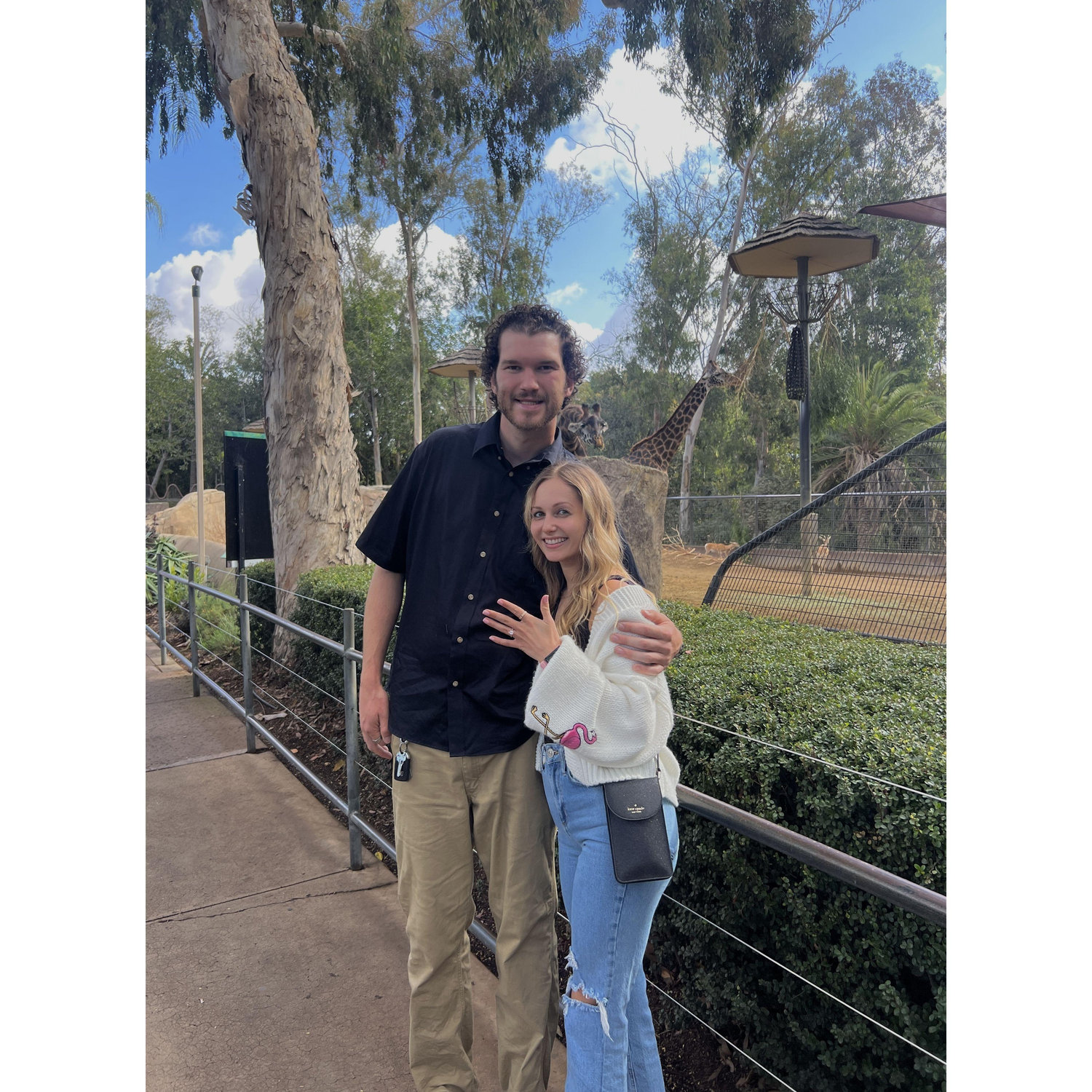 The day that Simon proposed to Erica at the San Diego Zoo