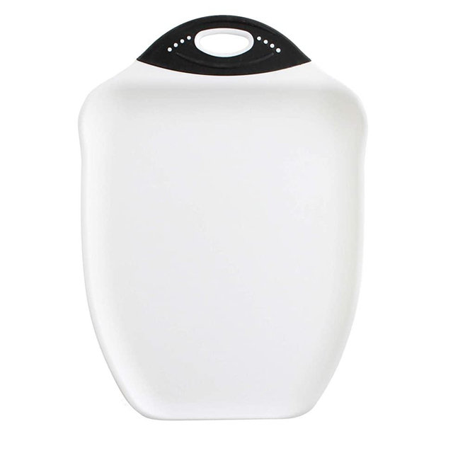 Dexas Chop & Scoop Cutting Board, 9.5 by 13 inches, White with Black Handle