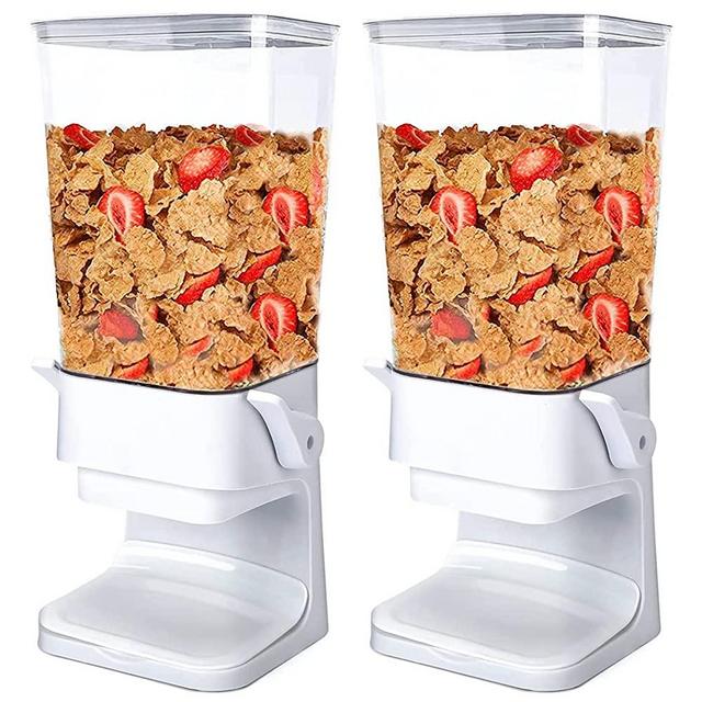 Conworld Cereal Dispenser Countertop, Candy Dispenser, Big Dry Food Cereal Dispenser, Not Easy to crush Food, Can Hold Cereal, Small Snack, for Home Office Hotel Commercial Bar, White (2 Pcs)