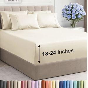 Extra Deep King Sheet Set - 6 Piece Breathable and Cooling Sheets - Hotel Luxury Bedding for Women, Men, Kids & Teens - Easy Secure Fit - Soft, Wrinkle Free and Comfy - Extra Deep Pockets - Off White