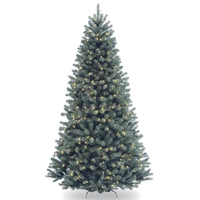 National Tree Company Pre-lit Artificial Christmas Tree | Includes Pre-strung White Lights and Stand | North Valley Blue Spruce - 7.5 ft