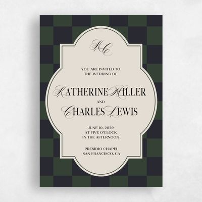Deep Forest, Green Wedding Invitation - Sarlat Portrait