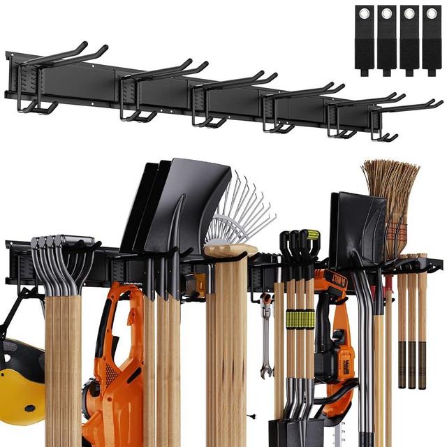 Gatsowm Garage Tool Organizer Wall Mount, 48 Inch Adjustable Garage Tool Storage Rack, Heavy Duty Garden Tool Organizer Rack, Yard Tool Organizer System for Rake Shovel Broom Mop Wall Holder