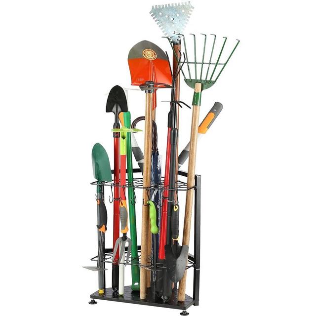 UU-Major Garden Tool Organizer for Garage Corner,Free Standing Yard Tools Rack Heavy Duty,Garage Organization and Storage Stand for Broom,Mop,Rakes,Shovel Holder for Lawn/Shed/Outdoor.