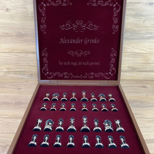 Personalized Chess Set - Custom Chess Board Game - Christmas Gift for Him - Chess Board with Metal Chess Pieces - Birthday Gift for Husband