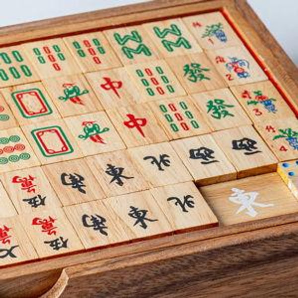Handcrafted Wooden Mahjong Game