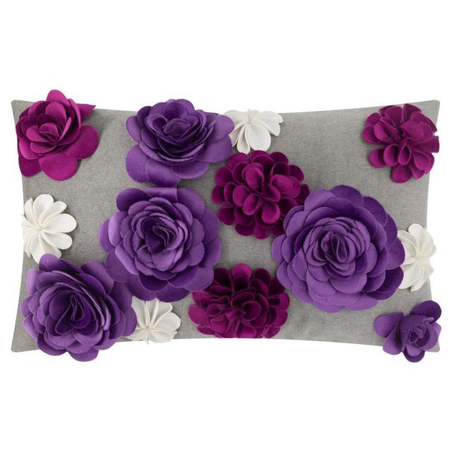 KINGROSE 3D Flower Throw Pillow Cover Home Decorative Pillow Case Handmade Cushion Cover Bed Living Room Sofa Couch Decor 12 x 20 Inches Purple