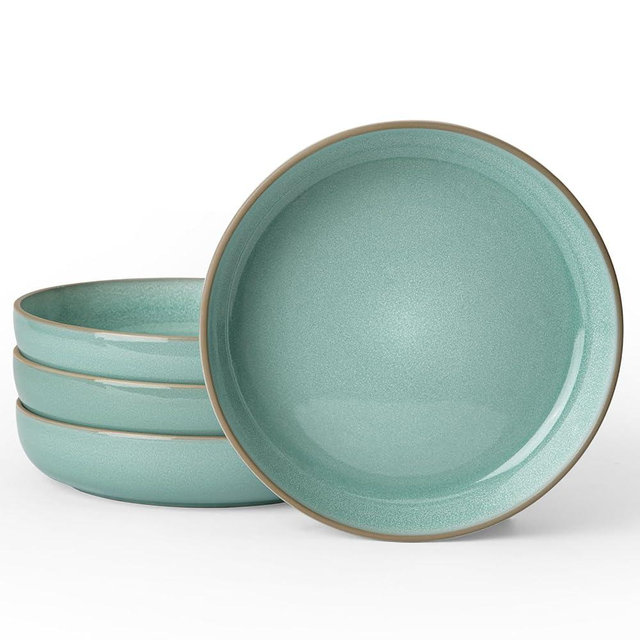 famiware Nature Pasta Bowls Set of 4, 8.5 inch Salad Bowl, Serving Bowls for Kitchen, Bowl Set, Dishwasher and Microwave Safe, Verdure