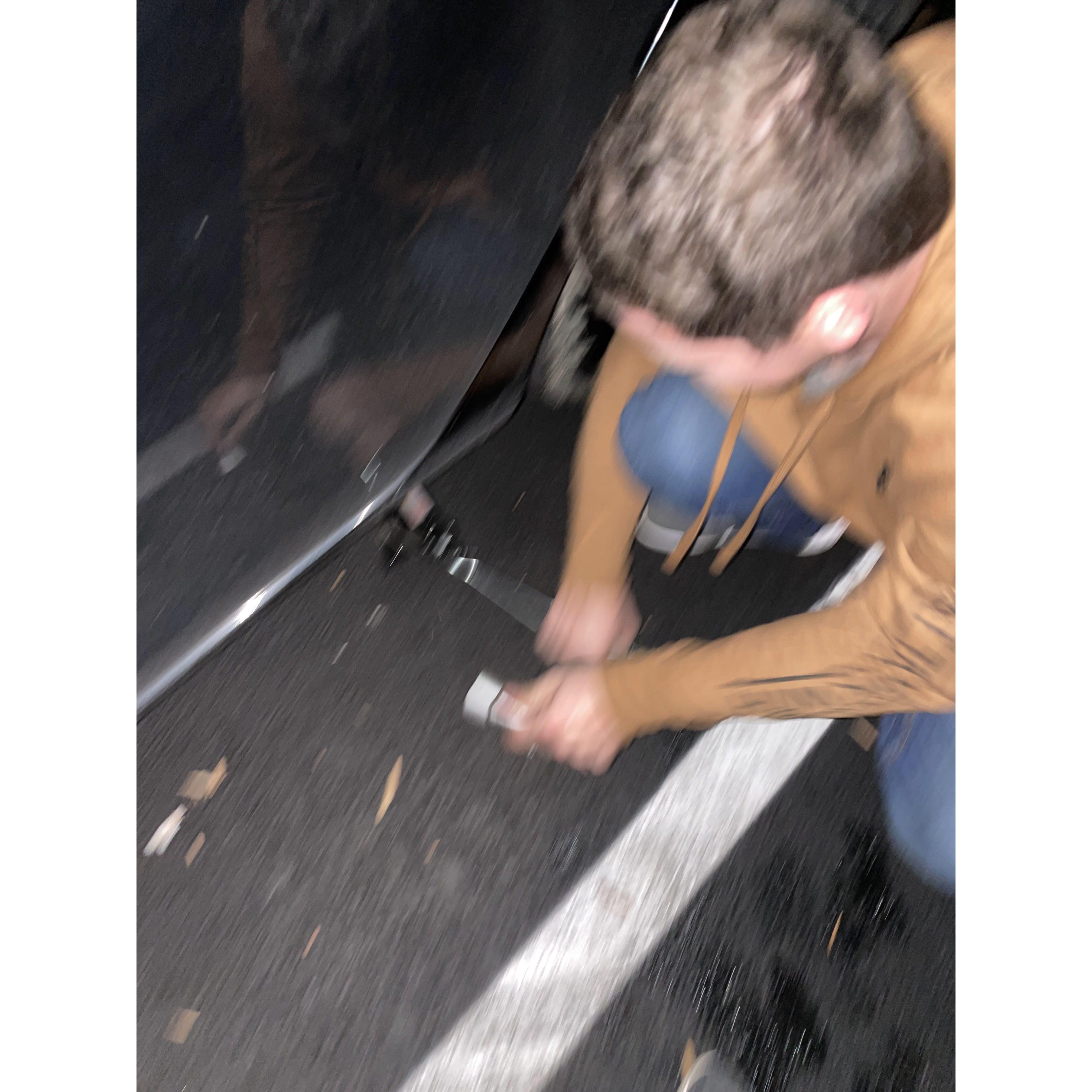 OUR first date! FLAT TIRE