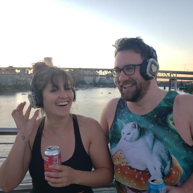 Went to their first silent disco on the Tillamook Pedestrian Bridge on July 4th with Kelsey's parents.