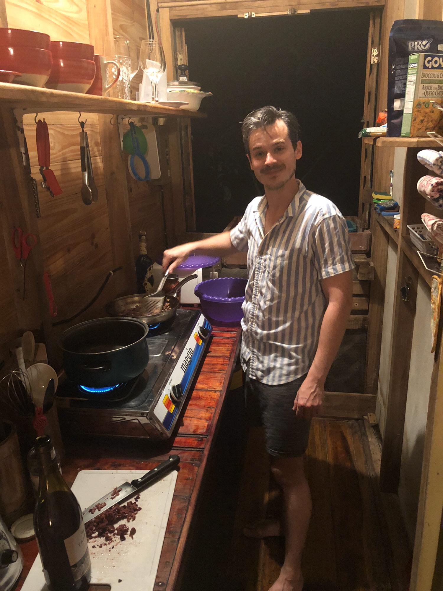 Davie cooking us a meal in Costa Rica!