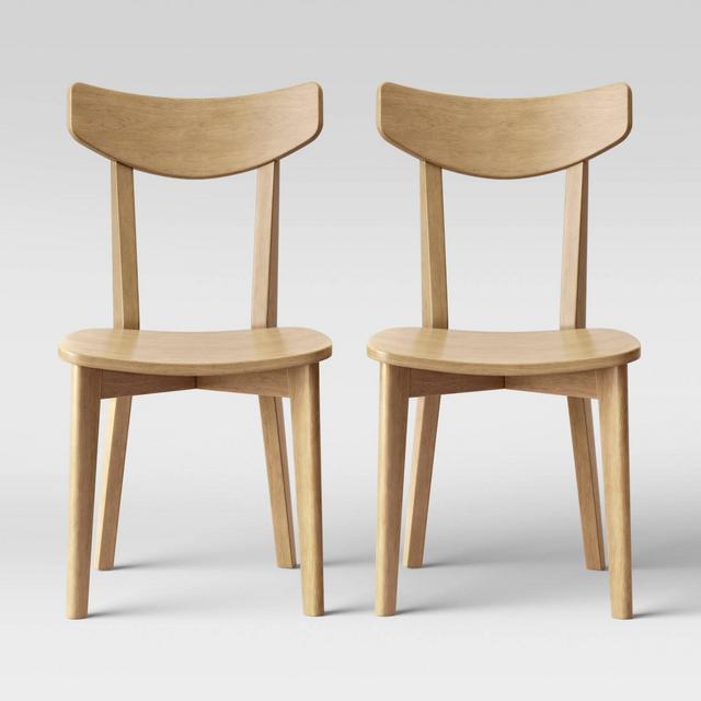 2pk Astrid Mid-Century Dining Chairs Wood Seat Natural - Project 62™